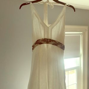 Lovely white linen halter dress with bead detail
